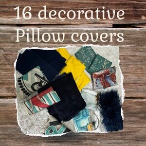 Huge Lot of 16 Pillow Covers ~ all seasons, sizes, textures